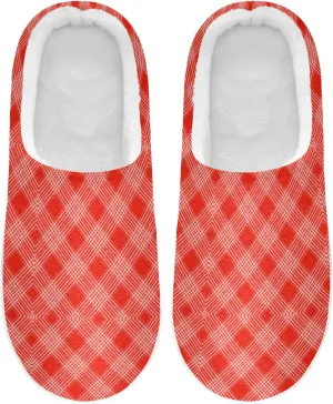 Spa Memory Foam Slippers for Women Plush Lining Non-Slip House Shoes Bedroom Home Office Travel Yoga XL Buffalo Plaid Check Tartan Scotland Red