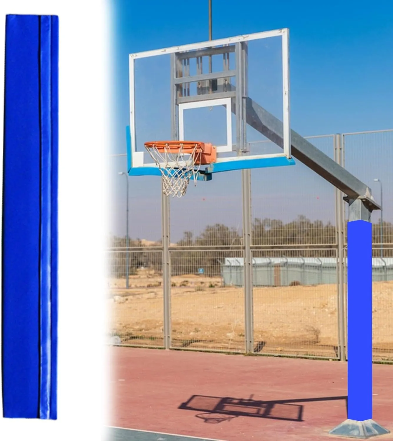 Square Pole Padding Basketball Rod Pads, Heavy Duty Basketball Hoop Padding Cushion for Sunshade/Swing Pole/Electric Bar, Wrap Around Rod Post Padding