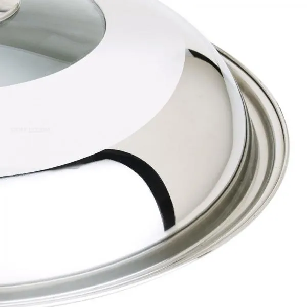Stainless Steel Cooking Pan Cover Visible Replaced Lid for Frying Wok Pot - 34cm
