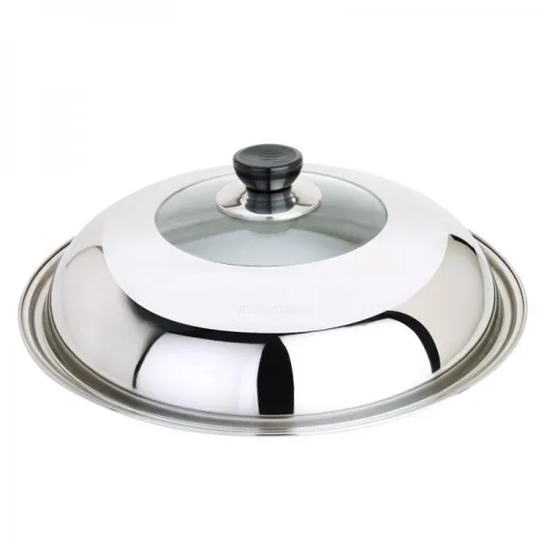 Stainless Steel Cooking Pan Cover Visible Replaced Lid for Frying Wok Pot - 34cm