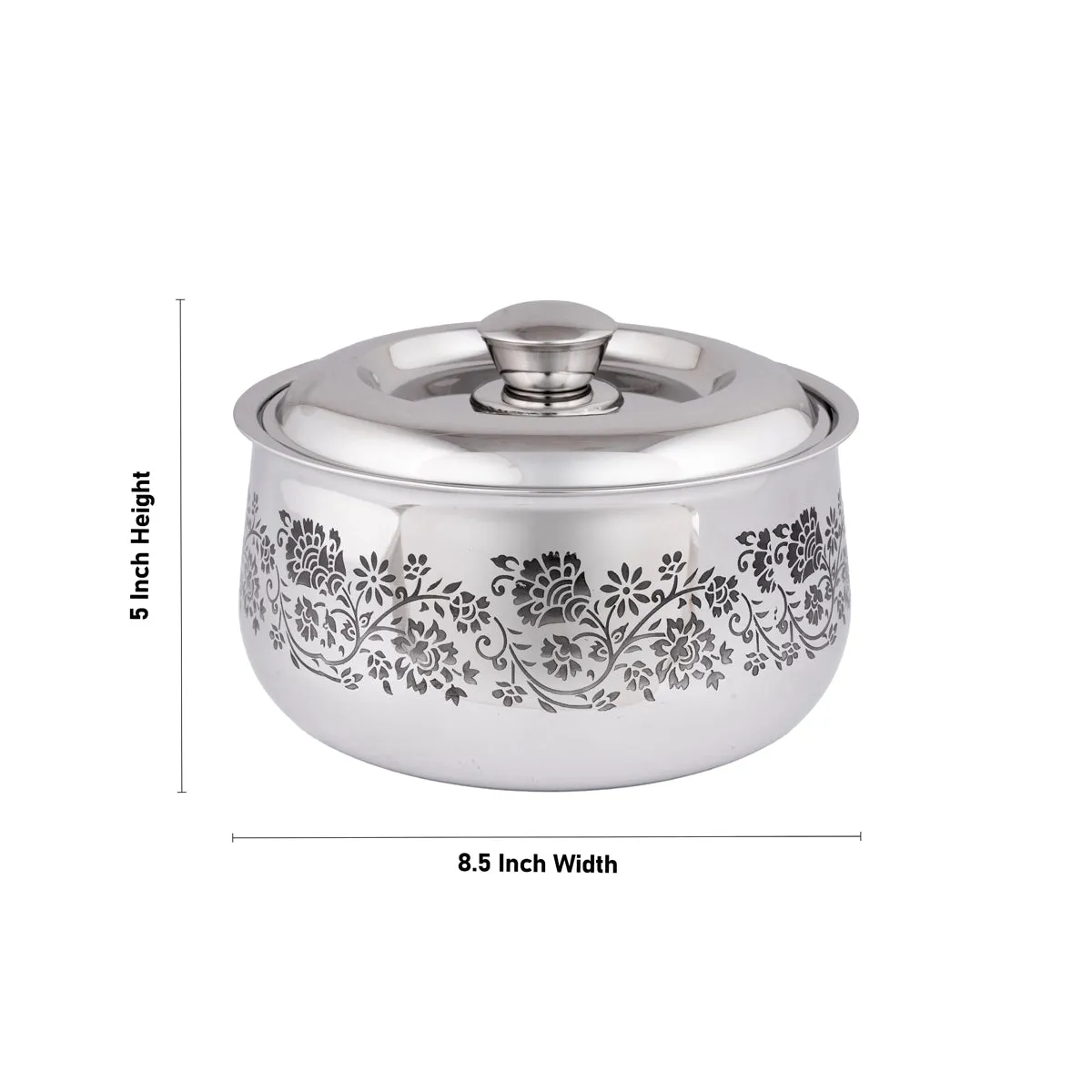 Stainless Steel Food Container With Lid - 5 x 8.5 Inches | Roti Pot/ Food Storage Container for Home/ 1.285 Kgs