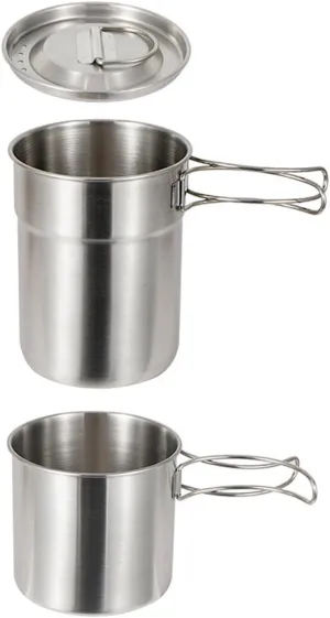 Stainless Steels Camping Water Cup With Folding Handle Picnics Water Mug Outdoor Cookware Camping Cup Pots Enduring