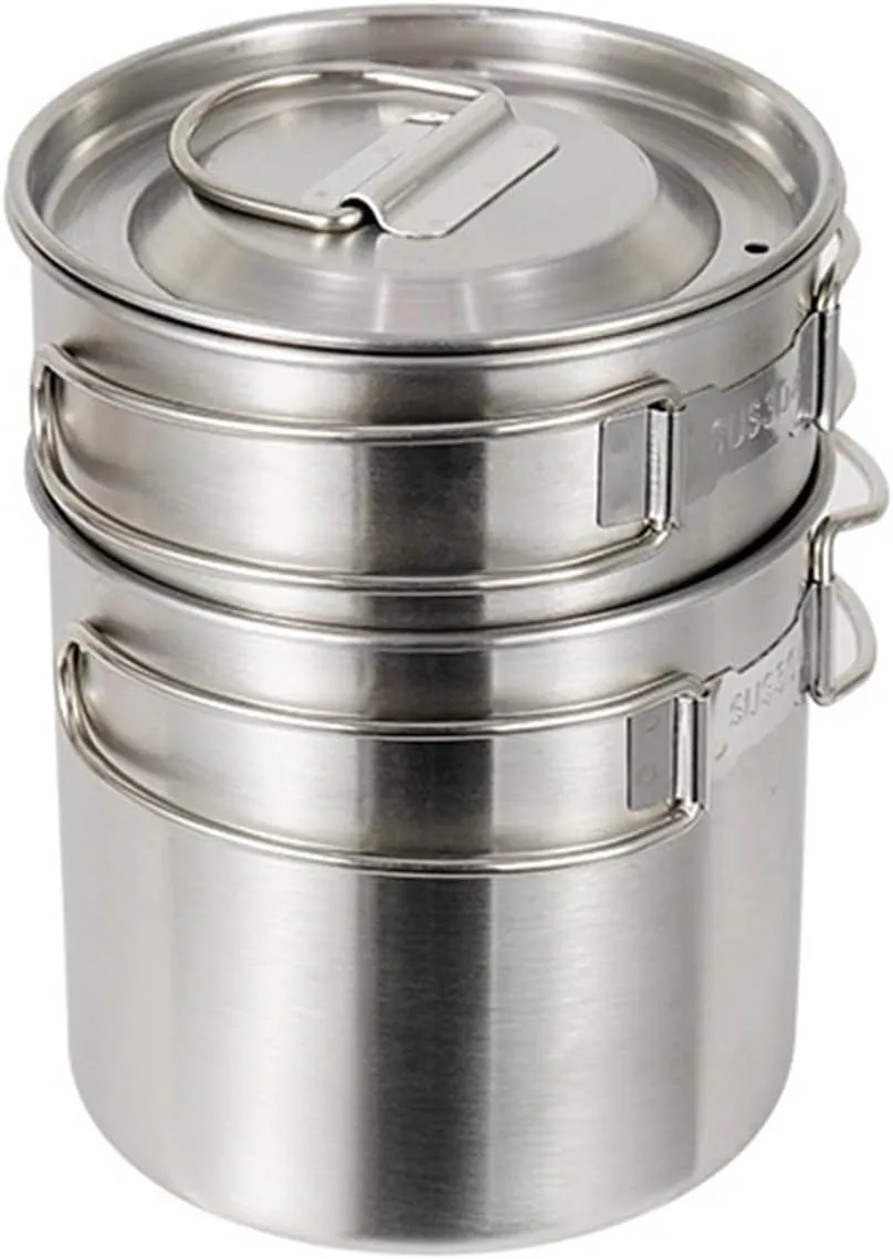 Stainless Steels Camping Water Cup With Folding Handle Picnics Water Mug Outdoor Cookware Camping Cup Pots Enduring