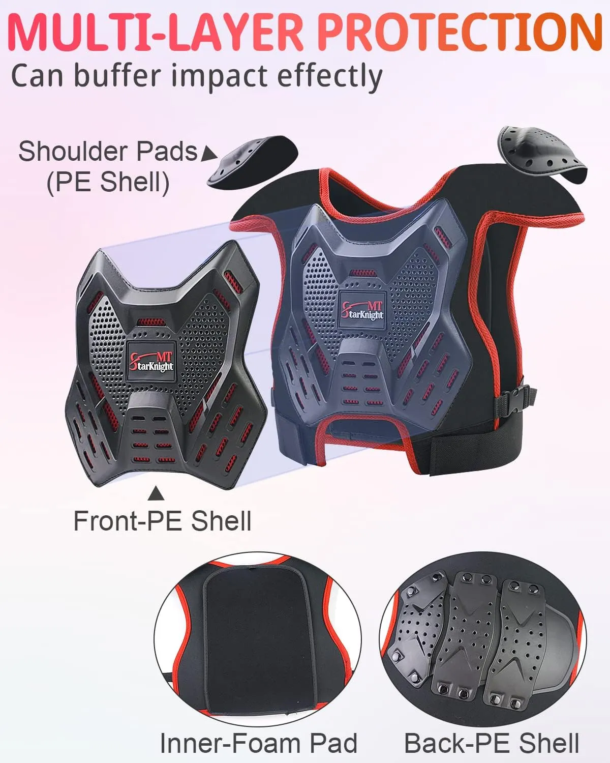 StarknightMT Kids Dirt Bike Gear - Youth Motorcycle Riding Protective Gear Motocross Armor Suit Chest Protector for Boys Girls Mountain Biking Cycling