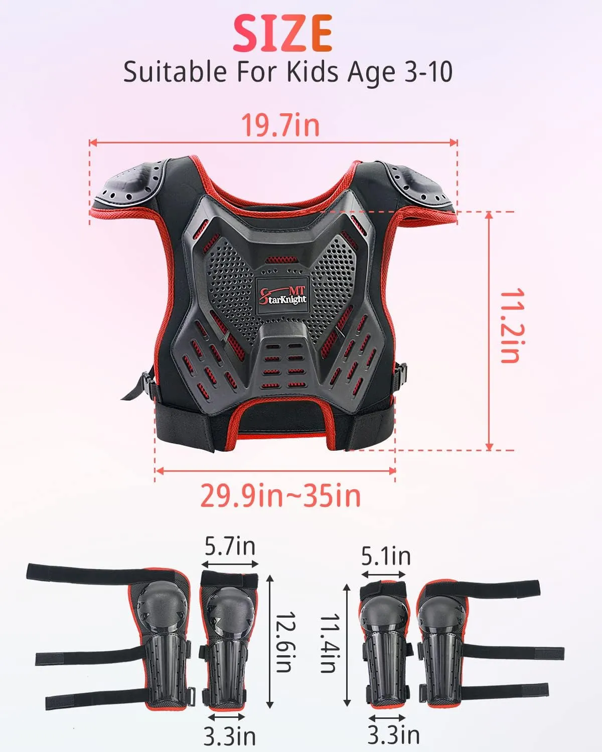 StarknightMT Kids Dirt Bike Gear - Youth Motorcycle Riding Protective Gear Motocross Armor Suit Chest Protector for Boys Girls Mountain Biking Cycling