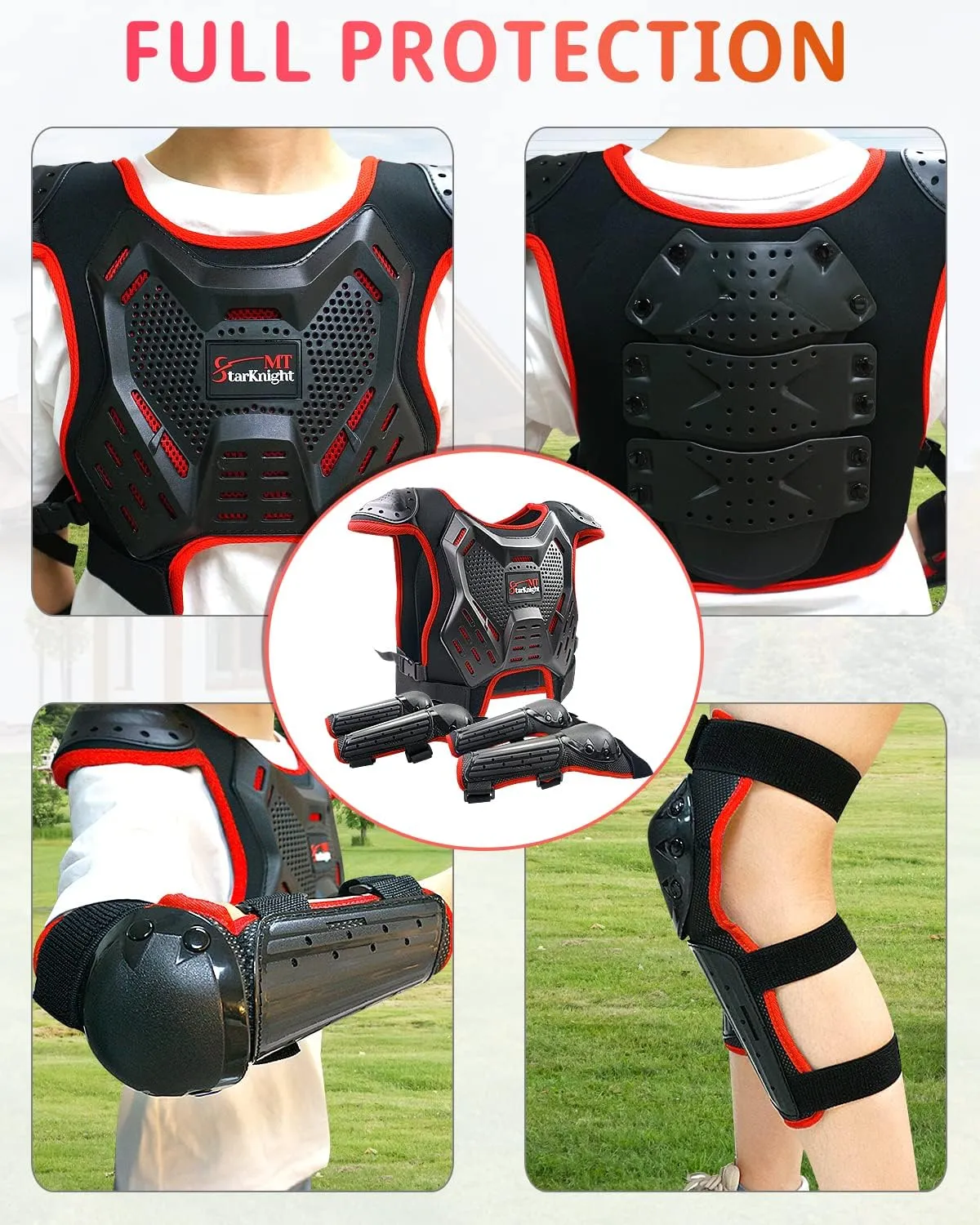 StarknightMT Kids Dirt Bike Gear - Youth Motorcycle Riding Protective Gear Motocross Armor Suit Chest Protector for Boys Girls Mountain Biking Cycling