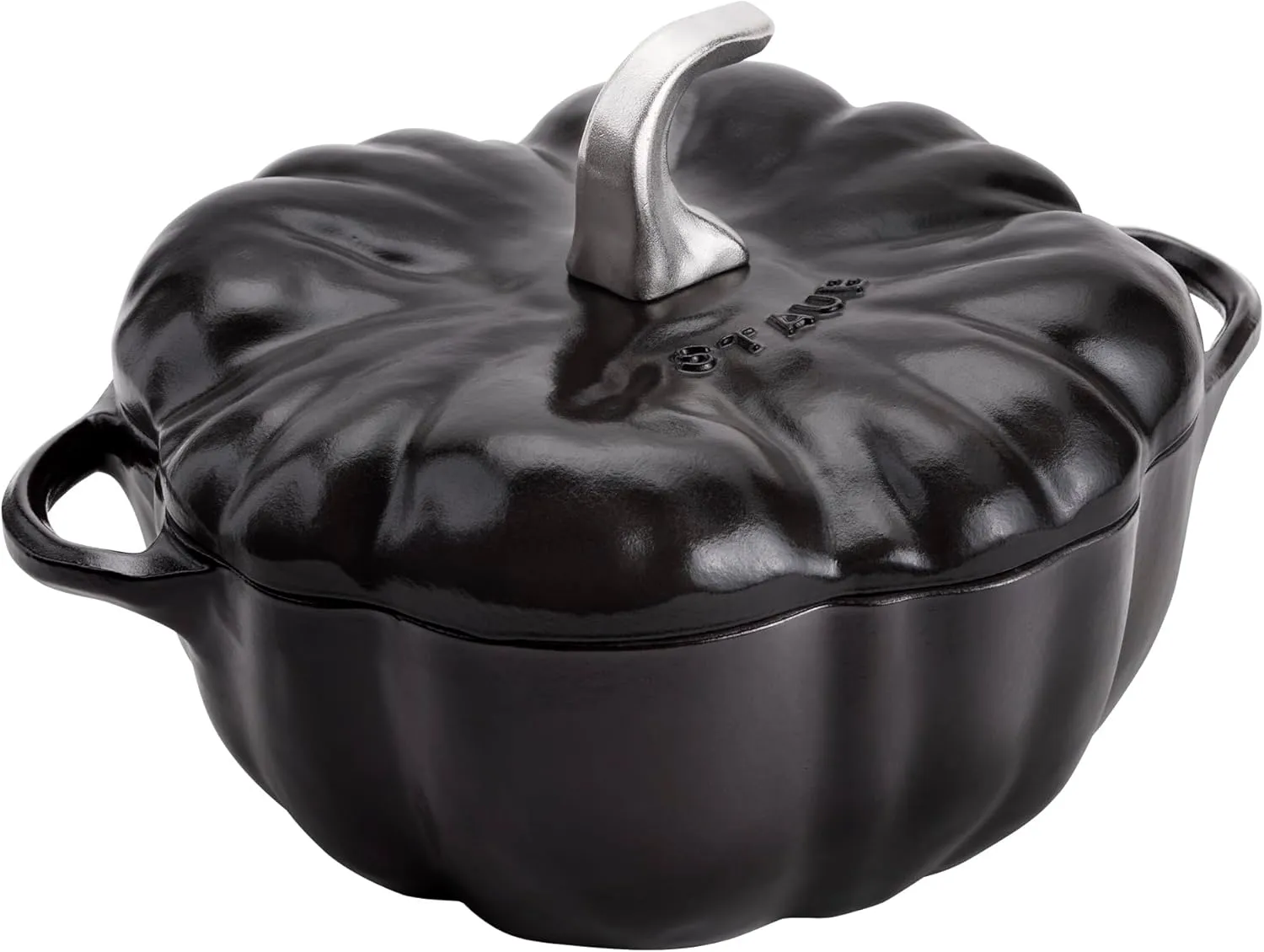 STAUB Cast Iron 3.5-qt Pumpkin Cocotte with Stainless Steel Knob - Black