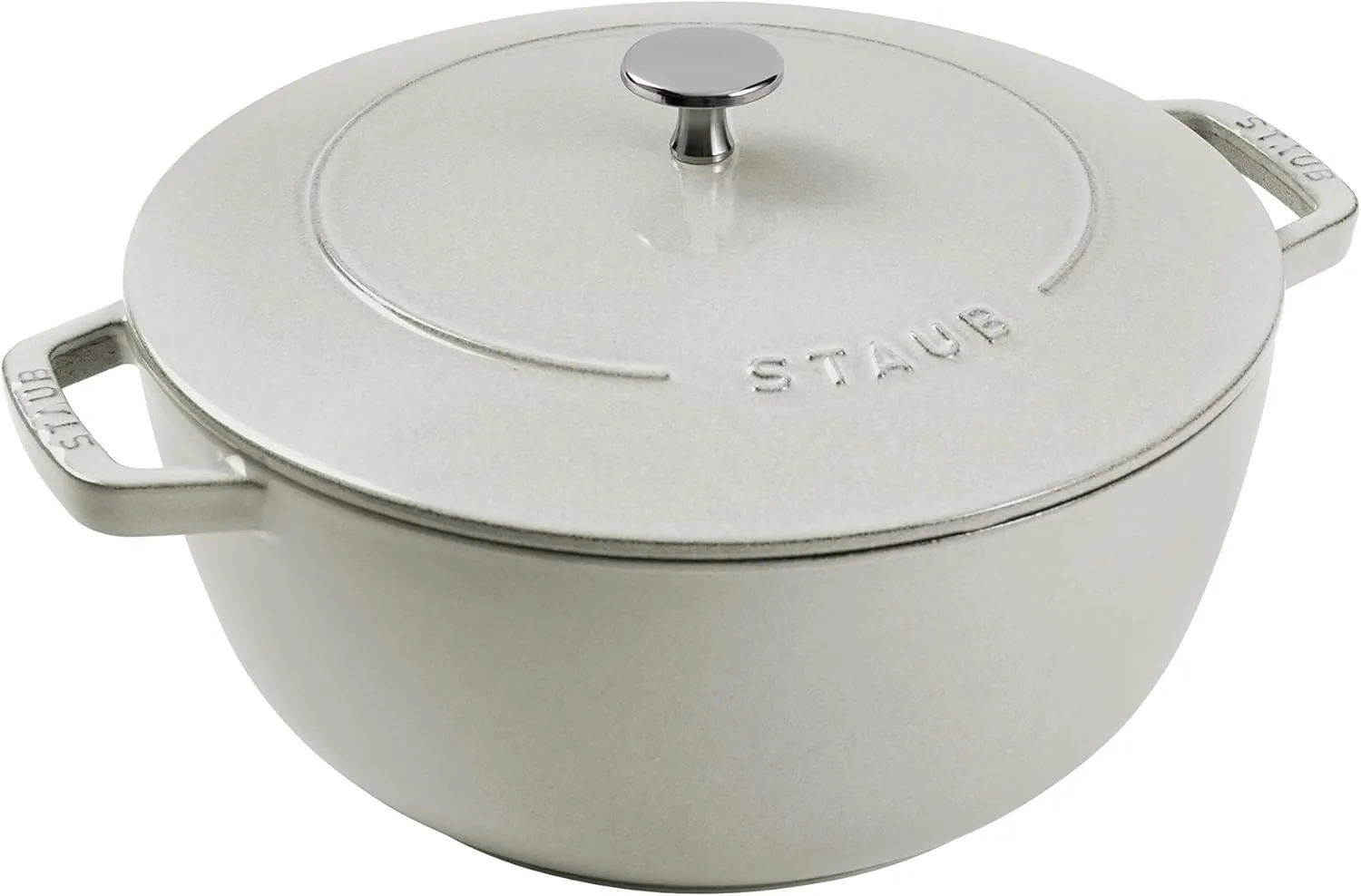 Staub Cast Iron Essential French Oven, Dutch Oven, 5-quart, serves 5-6, Made in France - White Truffle