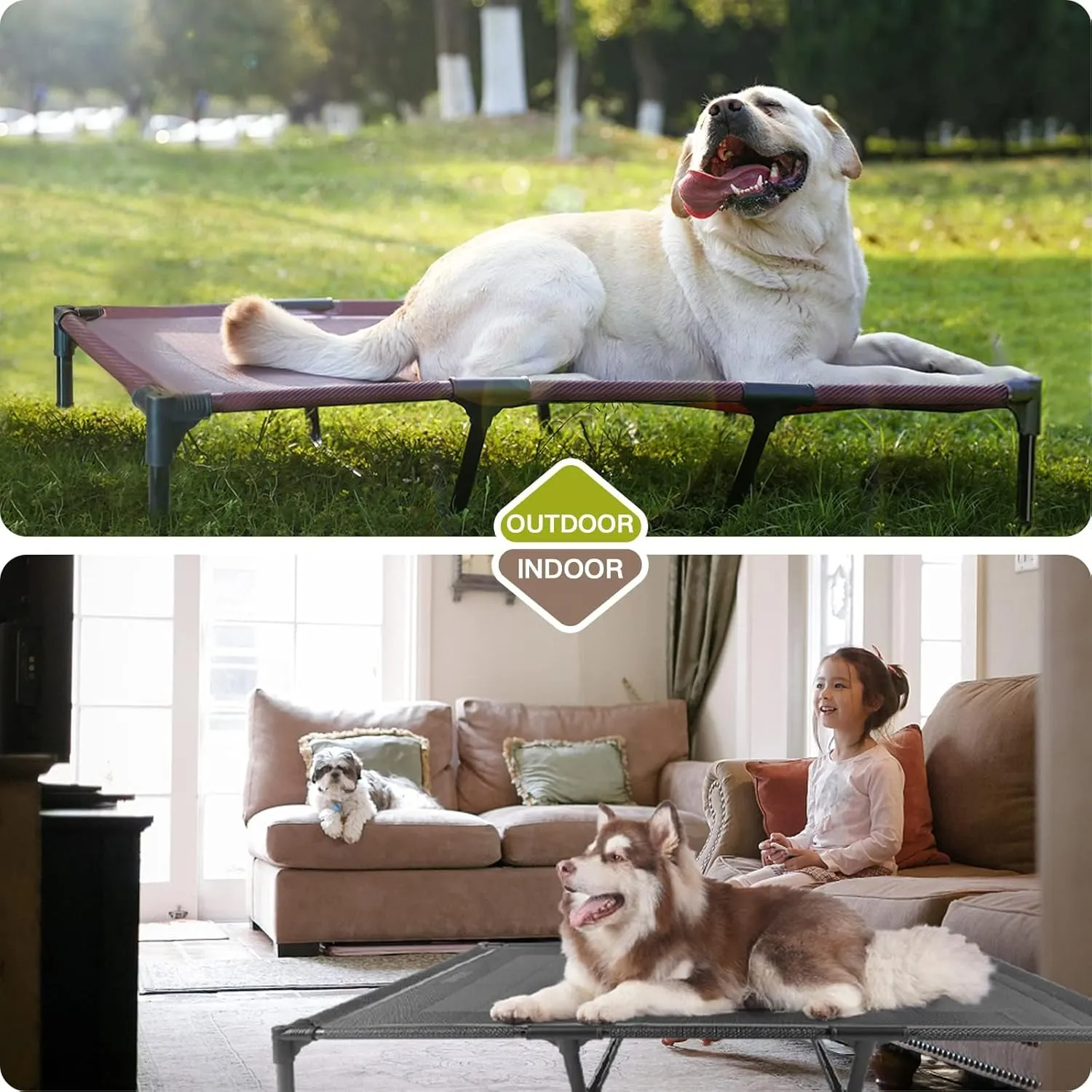 suddus Elevated Dog Bed Waterproof Outdoor, Portable Raised Dog Beds, Dog cots Off The Floor, Dog Bed Easy Clean Indoor or Outdoor Use, Medium, Red
