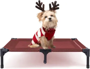 suddus Elevated Dog Bed Waterproof Outdoor, Portable Raised Dog Beds, Dog cots Off The Floor, Dog Bed Easy Clean Indoor or Outdoor Use, Medium, Red