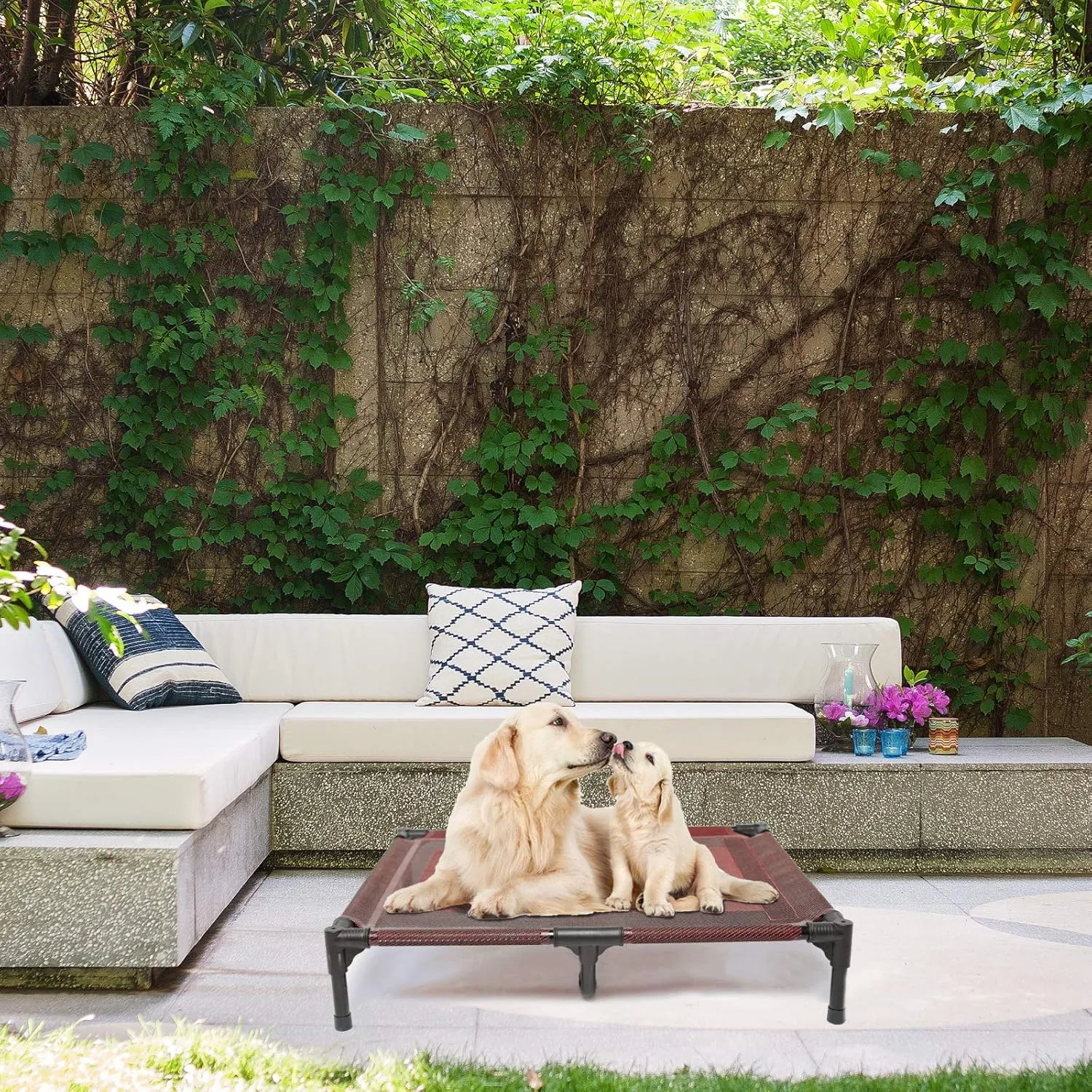 suddus Elevated Dog Bed Waterproof Outdoor, Portable Raised Dog Beds, Dog cots Off The Floor, Dog Bed Easy Clean Indoor or Outdoor Use, Medium, Red