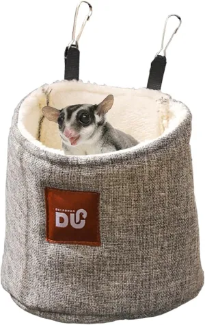 Sugar Glider Sleeping Pouch,Cage Hanging Bag,Warm Cage Accessories & Toys for Sugar Gliders, Guinea Pigs, Ferrets, Hamsters, Sack Swing Hanging Bed for Gliders Rat Hedgehog Hamster,Grey