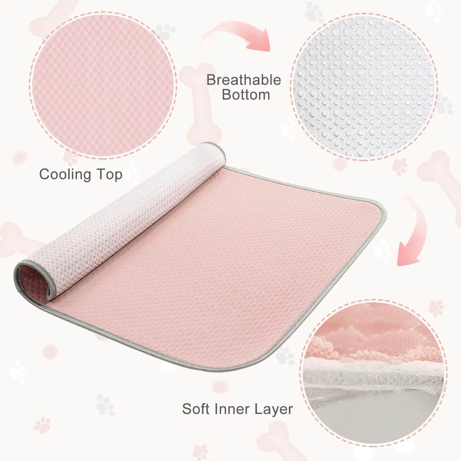 Summer Dog Cooling Mat Washable Ice Silk Self Cool Pad for Small Medium Large Dogs and Cats, Pet Sleeping Pad for Crate, Bed, Indoor & Outdoor Floor, Car Seats