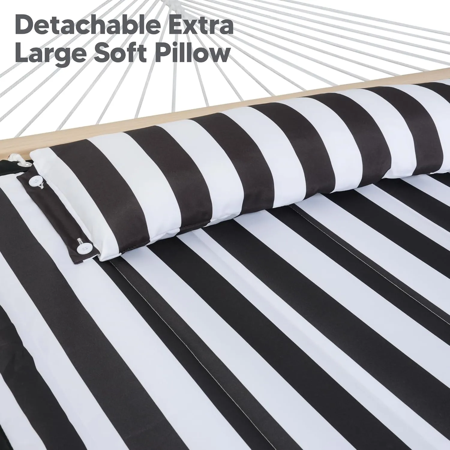 SUNCREAT Two Person Hammock with 12ft Stand Included, Max 475lbs Capacity, Heavy Duty Free Standing Hammock, Black Stripes