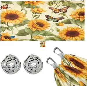 Sunflower Butterfly Camping Hammock, Single Portable Hammocks with Tree Straps & Attached Carry Bag, 330Lbs Capacity Perfect for Outside Indoor Hiking Beach Backpack Travel
