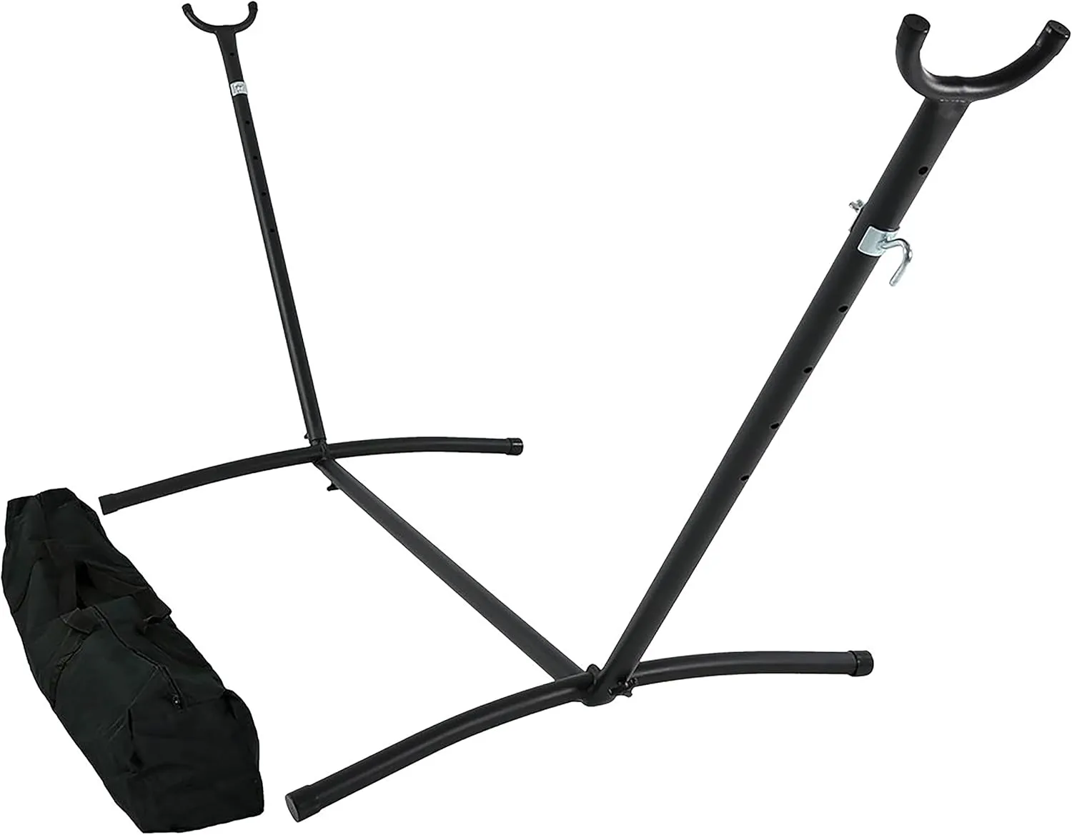 Sunnydaze Brazilian Portable Steel Hammock Stand for Outside with Carrying Case - 400-Pound Capacity Hammock Frame - Black Finish