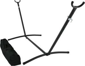 Sunnydaze Brazilian Portable Steel Hammock Stand for Outside with Carrying Case - 400-Pound Capacity Hammock Frame - Black Finish
