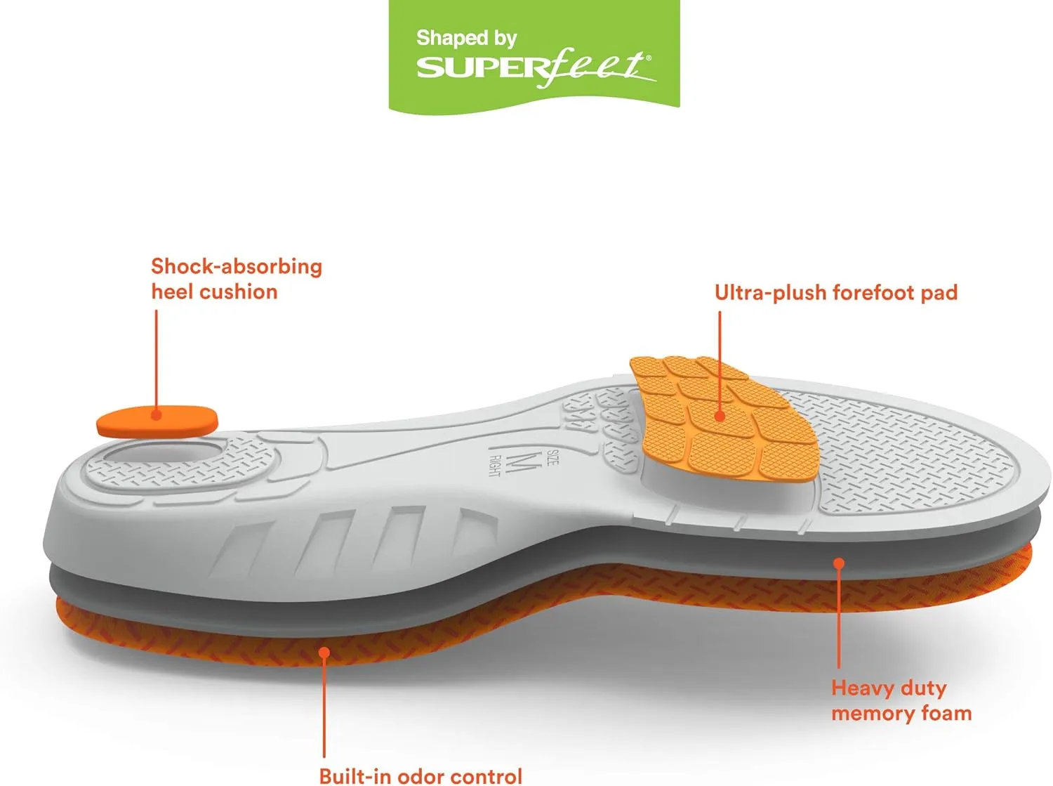 Superfeet Work Insole Orange MD (US Men's 8.511, Women's 9.512) Medium