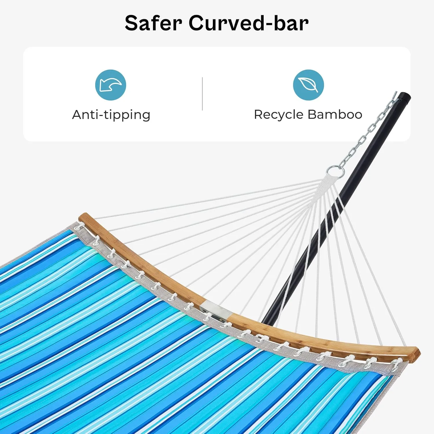 SUPERJARE Hammock with Stand, 2 Person Heavy Duty Hammock Frame, Detachable Pillow & Strong Curved-Bar & Portable Carrying Bag, Perfect for Outdoor & Indoor-Aqua Blue