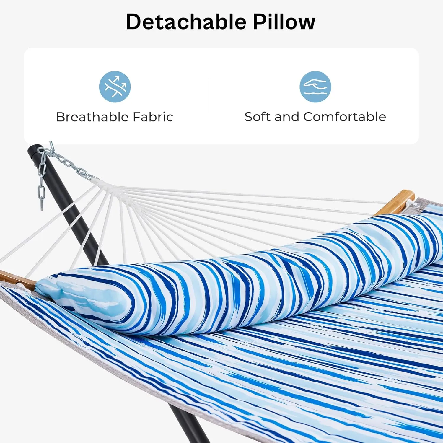 SUPERJARE Hammock with Stand, 2 Person Heavy Duty Hammock Frame, Detachable Pillow & Strong Curved-Bar & Portable Carrying Bag, Perfect for Outdoor & Indoor - Graffiti Blue