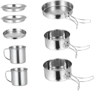 SUPVOX 1Set Outdoor Camping Cookware Picnic Cookware Kit for People Durable Space Saving Cooking Equipment for Hiking Backpacking and Picnics