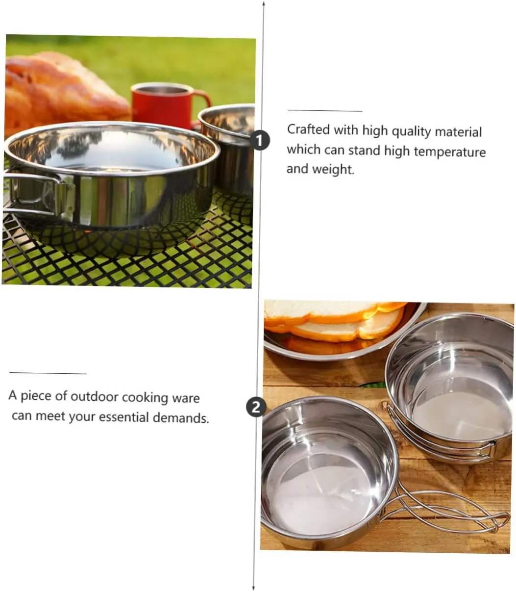 SUPVOX 2 Pcs Outdoor Stainless Steel Bowl Camping Travel Utensils