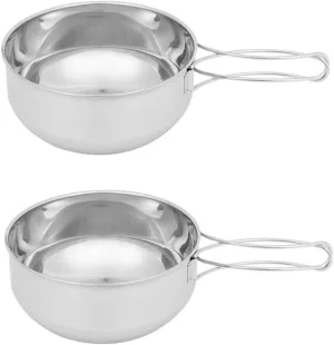 SUPVOX 2 Pcs Outdoor Stainless Steel Bowl Camping Travel Utensils