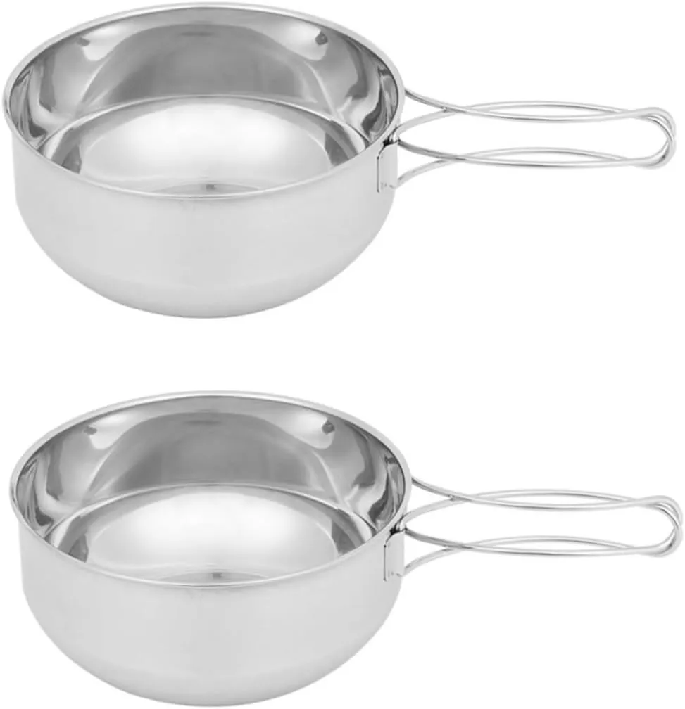 SUPVOX 2 Pcs Outdoor Stainless Steel Bowl Camping Travel Utensils