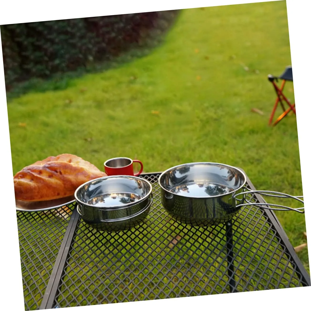SUPVOX 2 Pcs Outdoor Stainless Steel Bowl Camping Travel Utensils