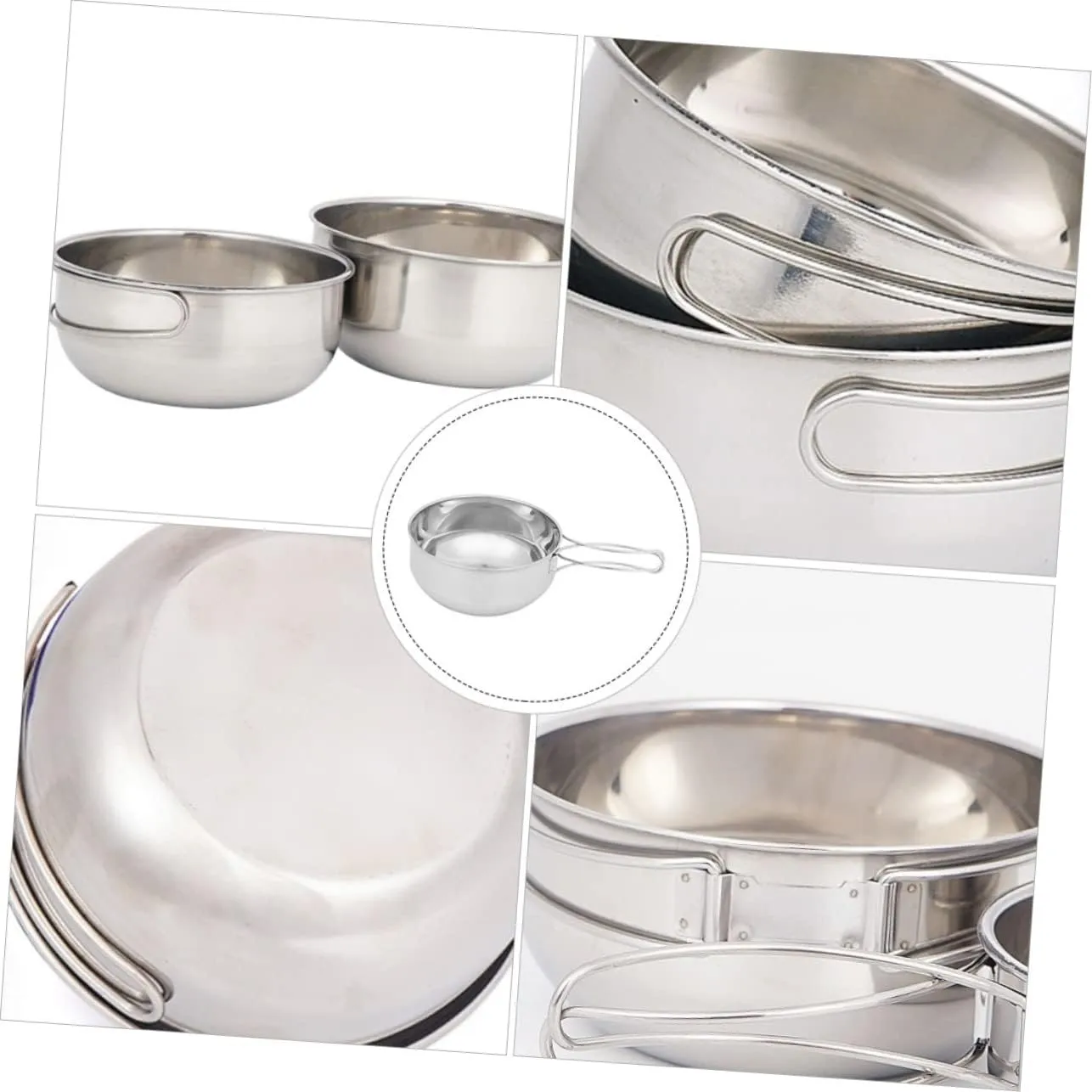 SUPVOX 2 Pcs Outdoor Stainless Steel Bowl Camping Travel Utensils