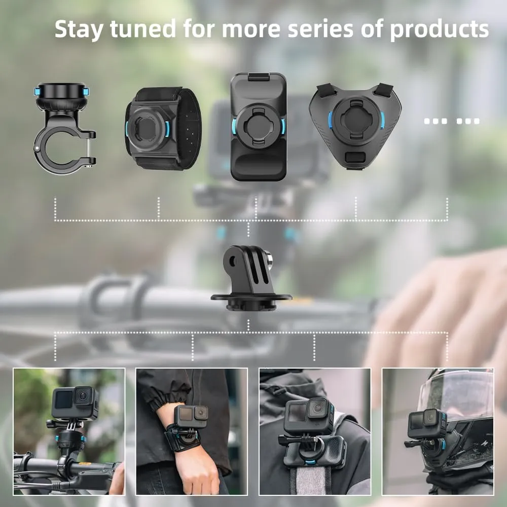 SUREWO Magnetic Quick Release Handlebar Bike Pole Mount, Motorcycle Handlebar Clamp Mount with Shock-Absorbing Base Compatible with Go Pro Hero 13/12/11/10/9/8/7 Black,DJI Osmo Action 5 pro/4/3
