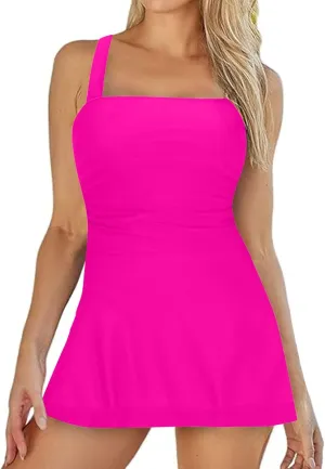 Swim Suits for Women Vintage Tummy Control Two Piece Tankini Swimsuits Swimdress Push up Swimwear Bathing Suit