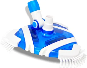 SWIMLINE HYDROTOOLS Clear Pool Vacuum Head Attachment For Inground & Above Ground Pools | Weighted Flexible Vac Head Triangle Shape W/ Bristles | Swivel Hose 1-1/4 or 1-1/2’’| See Through Transparent
