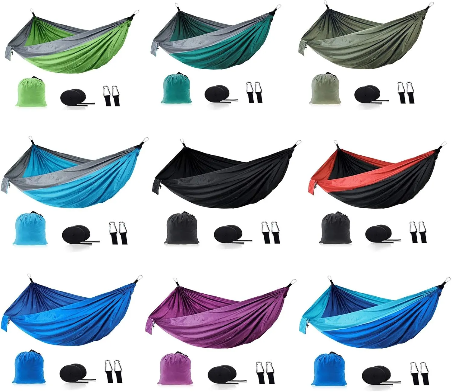 Swings Single Double Outdoor Hammock Swing Parachute Cloth Nylon Hammock Portable Hammock Hammock Chair 106.2x55.1 Inches (9 Colors) Swing Outside Toys (Color : I)