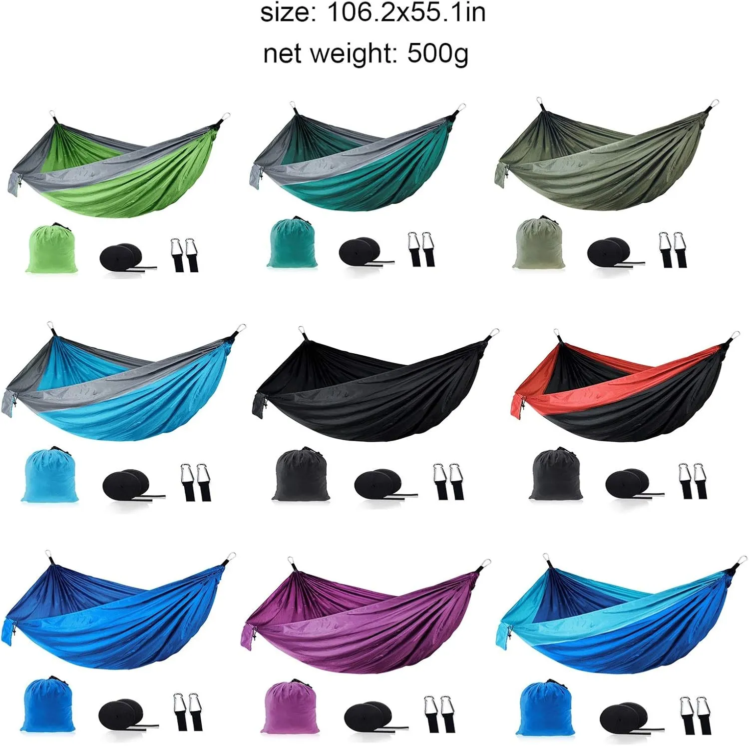 Swings Single Double Outdoor Hammock Swing Parachute Cloth Nylon Hammock Portable Hammock Hammock Chair 106.2x55.1 Inches (9 Colors) Swing Outside Toys (Color : I)