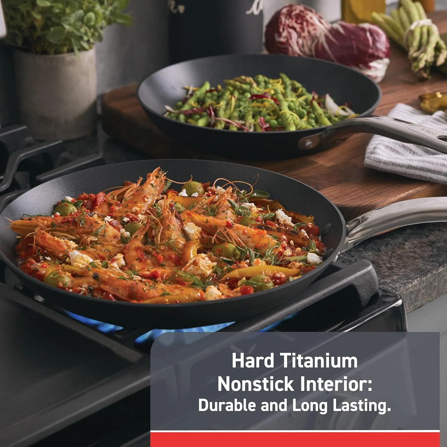 T-fal ProGrade Nonstick Jumbo Cooker W/Lid & Helper Handle, 5 Quart, Induction, Oven Broiler Safe 500F, Cookware, Non Stick Saute Pan, Deep Frying Pan, Kitchen, Pots and Pans, Dishwasher Safe, Black