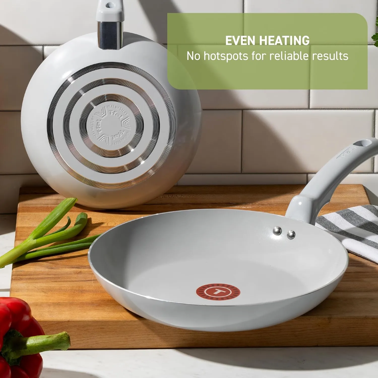 T-Fal Refresh Ceramic Nonstick Cookware Set, 12-Piece, Made without PFOA and PTFE, Oven and Broiler Safe up to 350°F, Includes Stockpot, Griddle, Frying Pans, and Utensils, Pots and Pans, Sand Beige