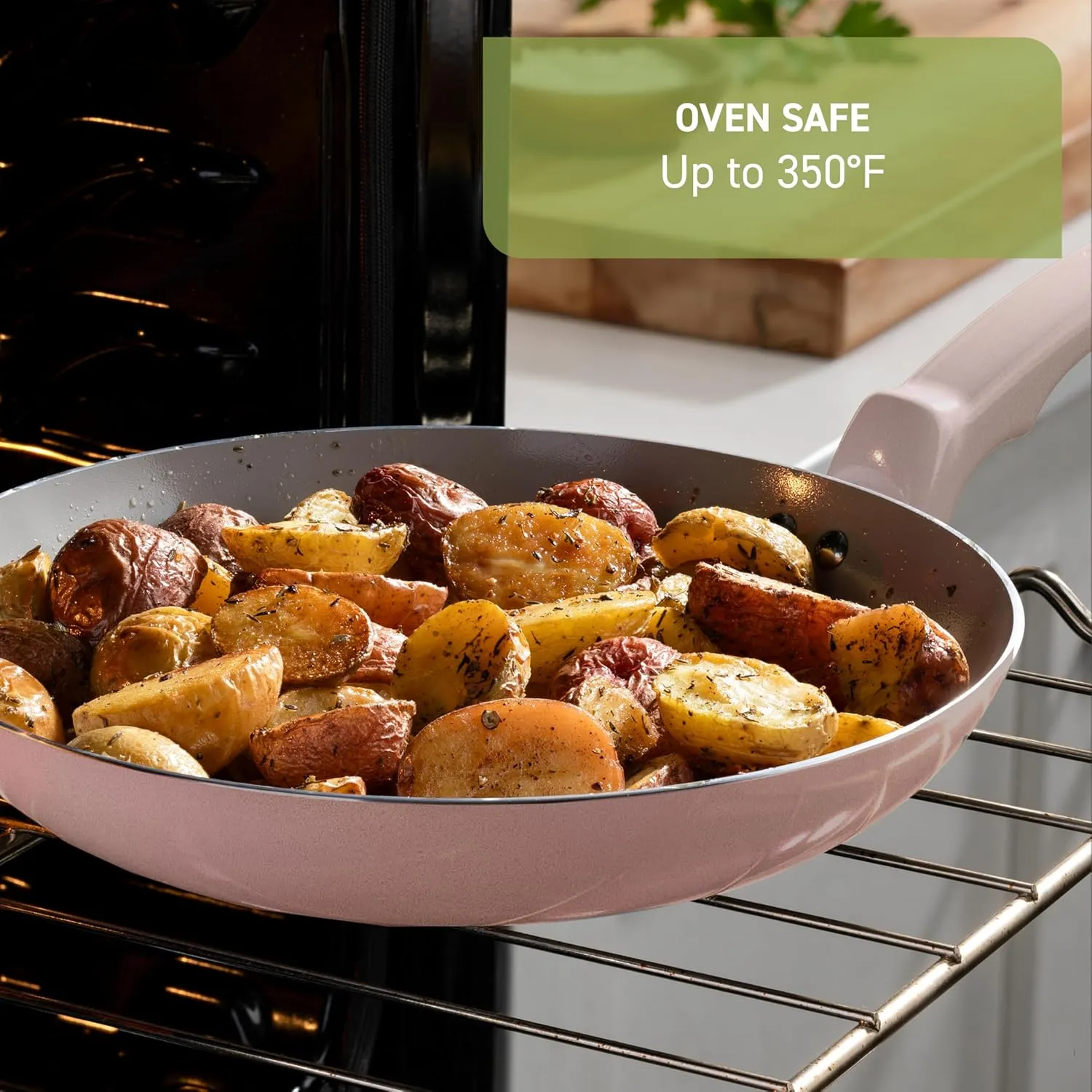 T-Fal Refresh Ceramic Nonstick Cookware Set, 12-Piece, Made without PFOA and PTFE, Oven and Broiler Safe up to 350°F, Includes Stockpot, Griddle, Frying Pans, and Utensils, Pots and Pans, Sand Beige