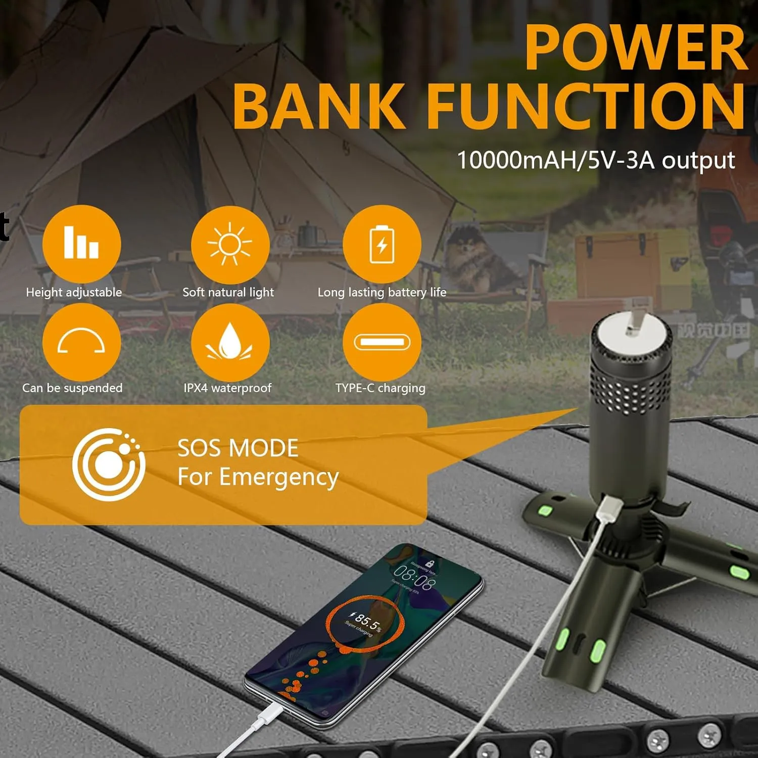 Telescopic 10000mAh Collapsible Magnetic Camping Lantern