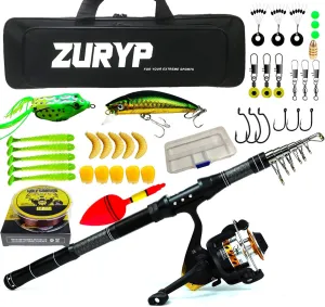 Telescopic Fishing Rod, Telescopic Fishing Rod and Reel Combo, Portable Fishing Pole Kit with Bag, Fishing Poles for Adults Travel Saltwater Freshwater
