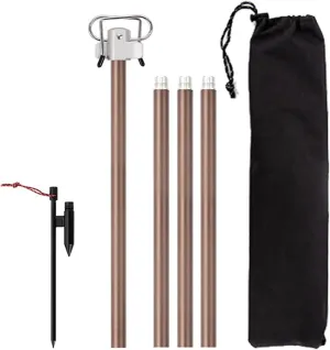 Telescoping Pole, 16mm Thick Aluminum Poles Tent Poles Shade Sail Poles with Lantern Hanger, 3 Aluminum Pole, Peg and Storage Bag for Any Camping or Hiking Situation effortlessly