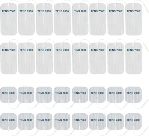 TENS 7000 Official TENS Unit Replacement Pads, 32 Pack, 16-2" X 2", 16-2" X 4" Electrode Pads Compatible with Most TENS Machines Replacement Electrodes Pack