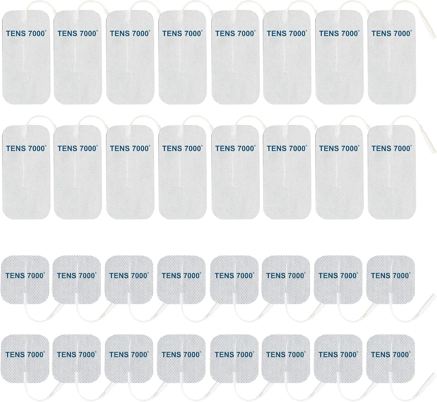 TENS 7000 Official TENS Unit Replacement Pads, 32 Pack, 16-2" X 2", 16-2" X 4" Electrode Pads Compatible with Most TENS Machines Replacement Electrodes Pack