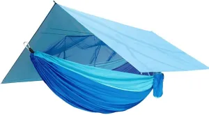 Tent Tarps,wild Camping,Portable Camping Hammock Kit, Single and Double Hammock, Mosquito Net, Insect Net, Rain Fly, High Strength Parachute Cloth Hammock(Sapphire blue.)
