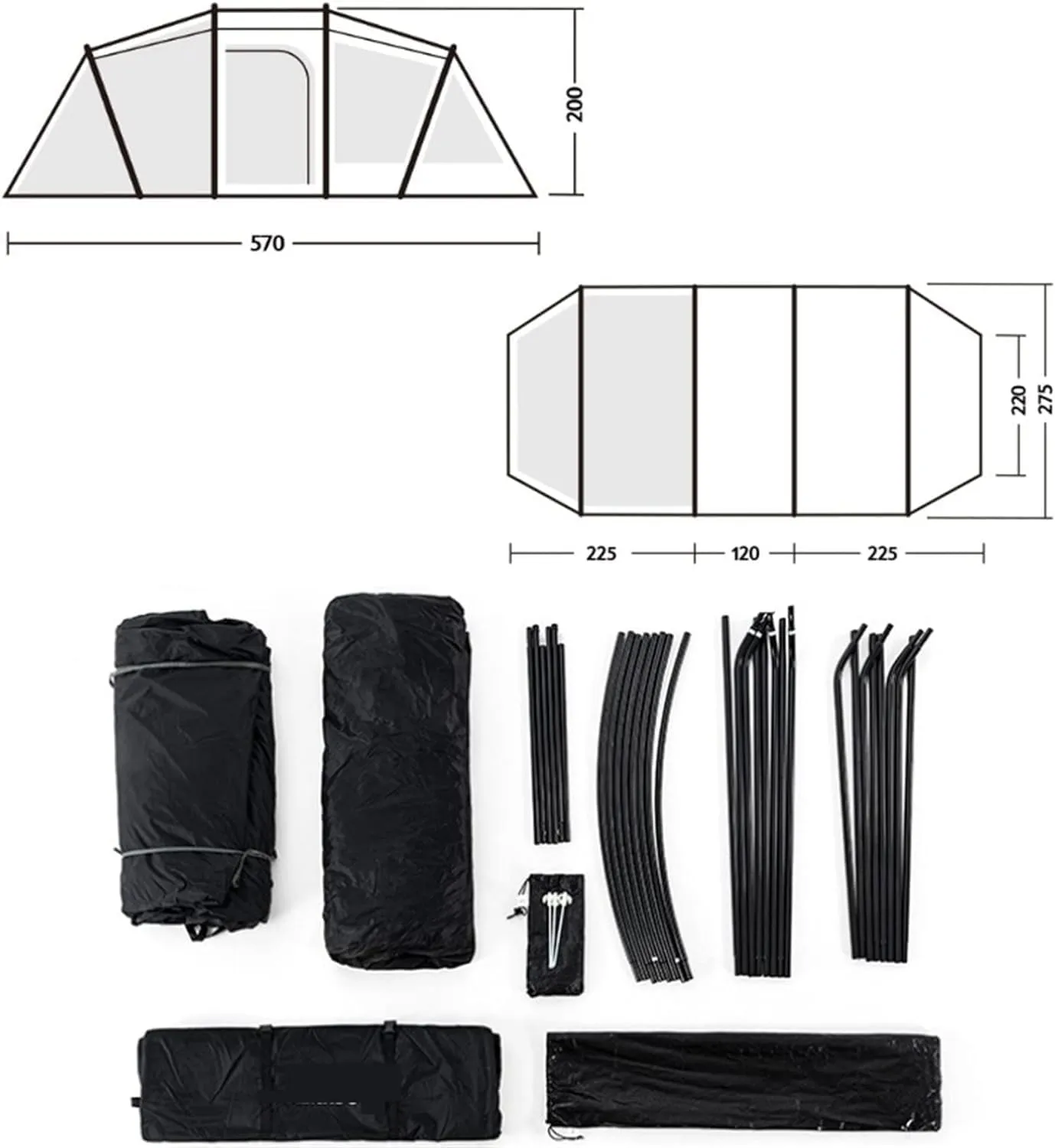 Tents Tent One Room One Hall Rainstorm Protection Outdoor Camping Thickening Tent Camping Equipment (Black One Size)