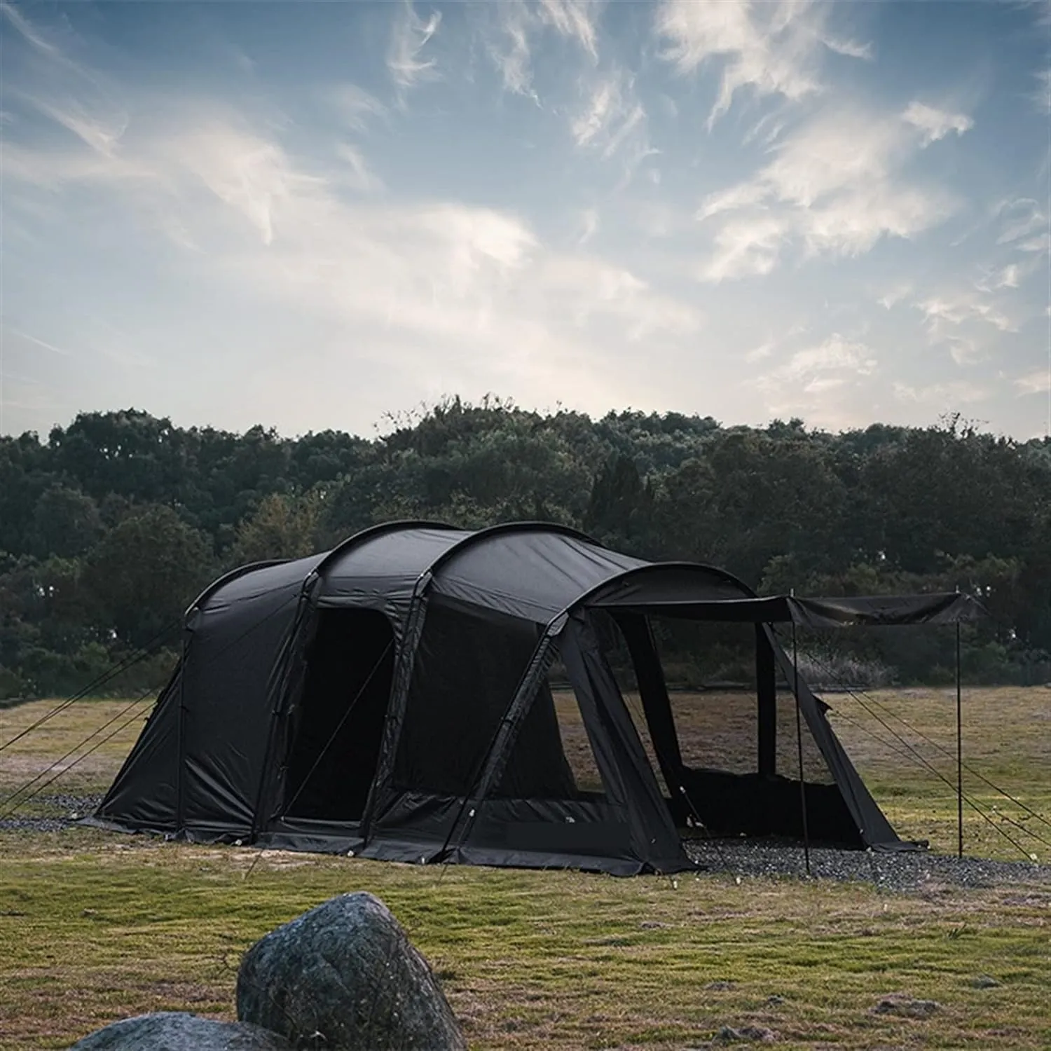 Tents Tent One Room One Hall Rainstorm Protection Outdoor Camping Thickening Tent Camping Equipment (Black One Size)