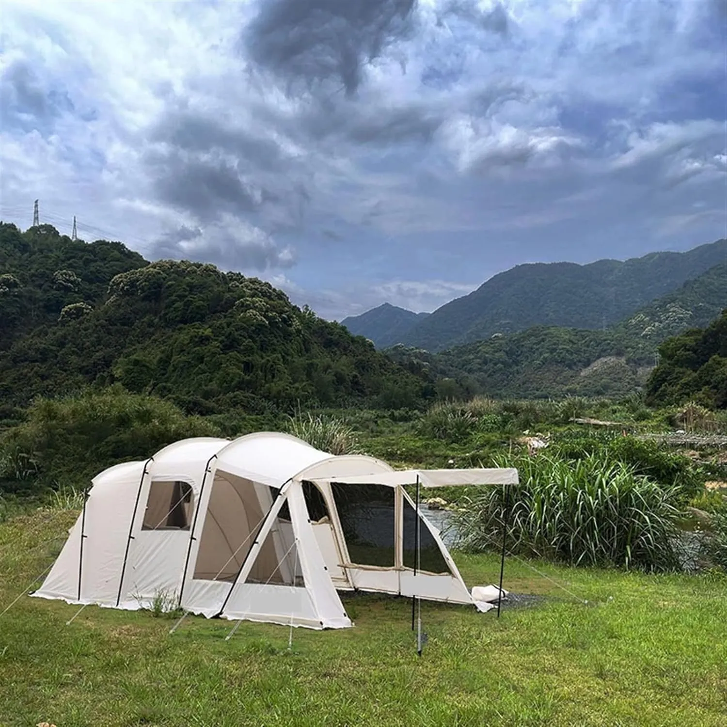 Tents Tent One Room One Hall Rainstorm Protection Outdoor Camping Thickening Tent Camping Equipment (Black One Size)