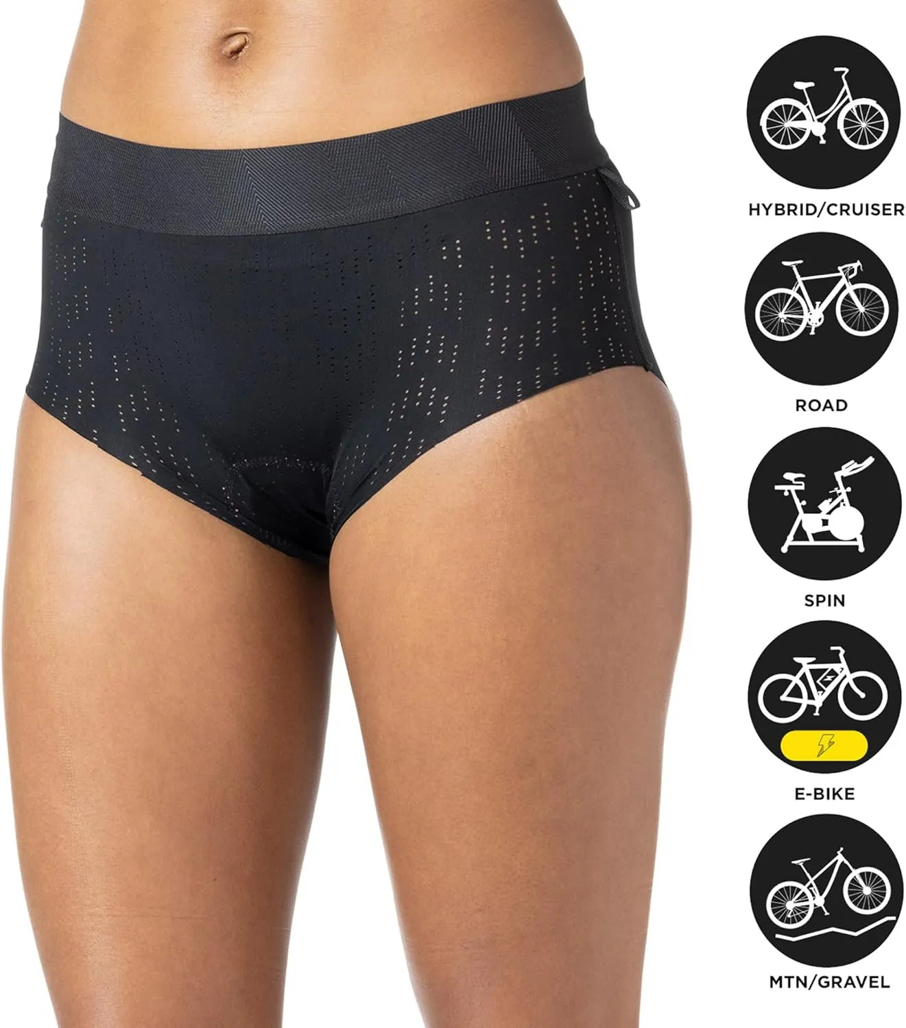 Terry Cyclo Brief 2.0 Bike Liner - Women's No-Show Breathable Padded Cycling Underwear - 2 inch Inseam