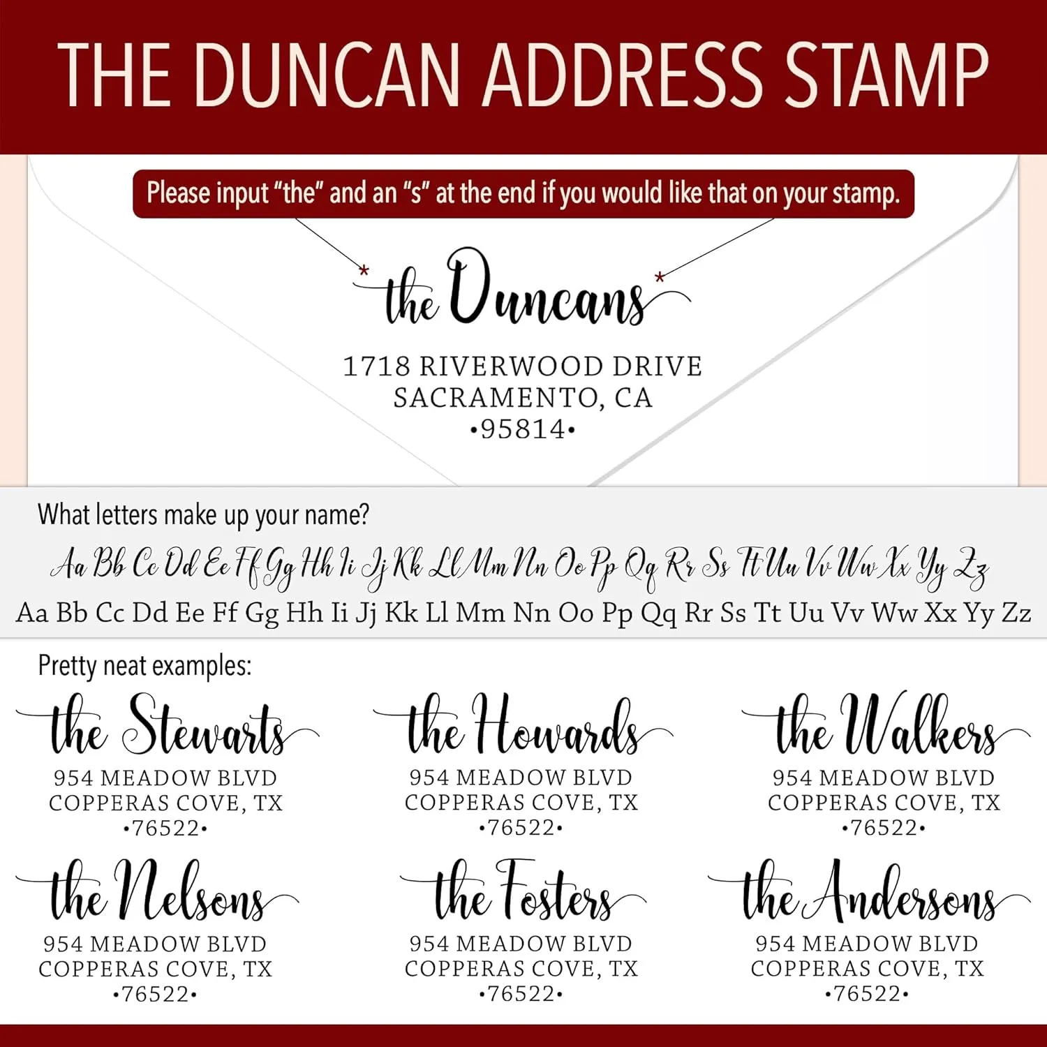 The Duncans Personalized Self-Inking Address Stamp | Envelope Return Address Stamp for Couples and Families | Custom Rubber Address Stamp (1, Xtra Large)