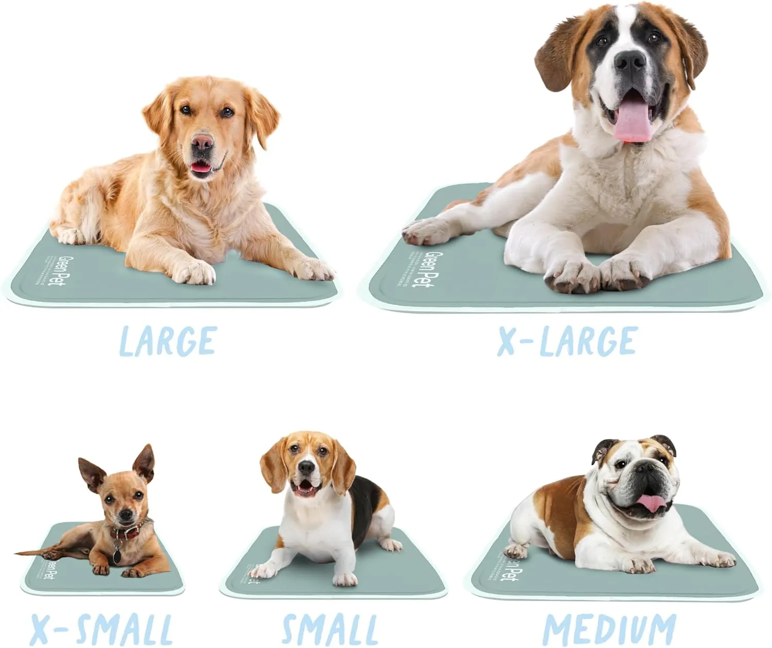 The Green Pet Shop Cool Pet Pad - Extra Small, Sage Grey - Self-Cooling, Pressure Activated Mat for Dogs & Cats from 0-8 lbs - Non-Toxic Gel, No Water Needed